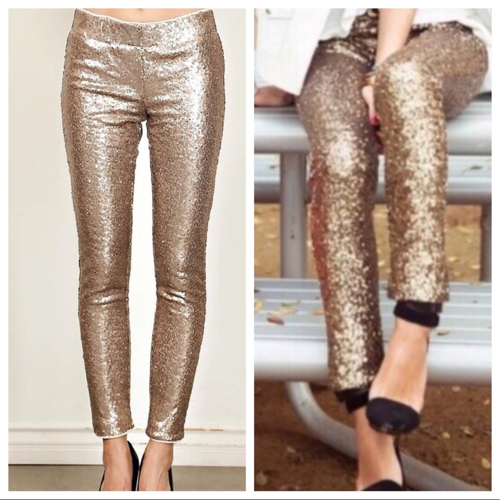 Sequin gold champagne pant
